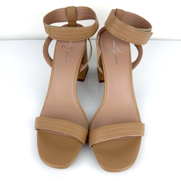 Linea Paolo Women's Emmie Ankle Strap Heeled Sandals Tan Size 9.5 - Picture 7 of 13